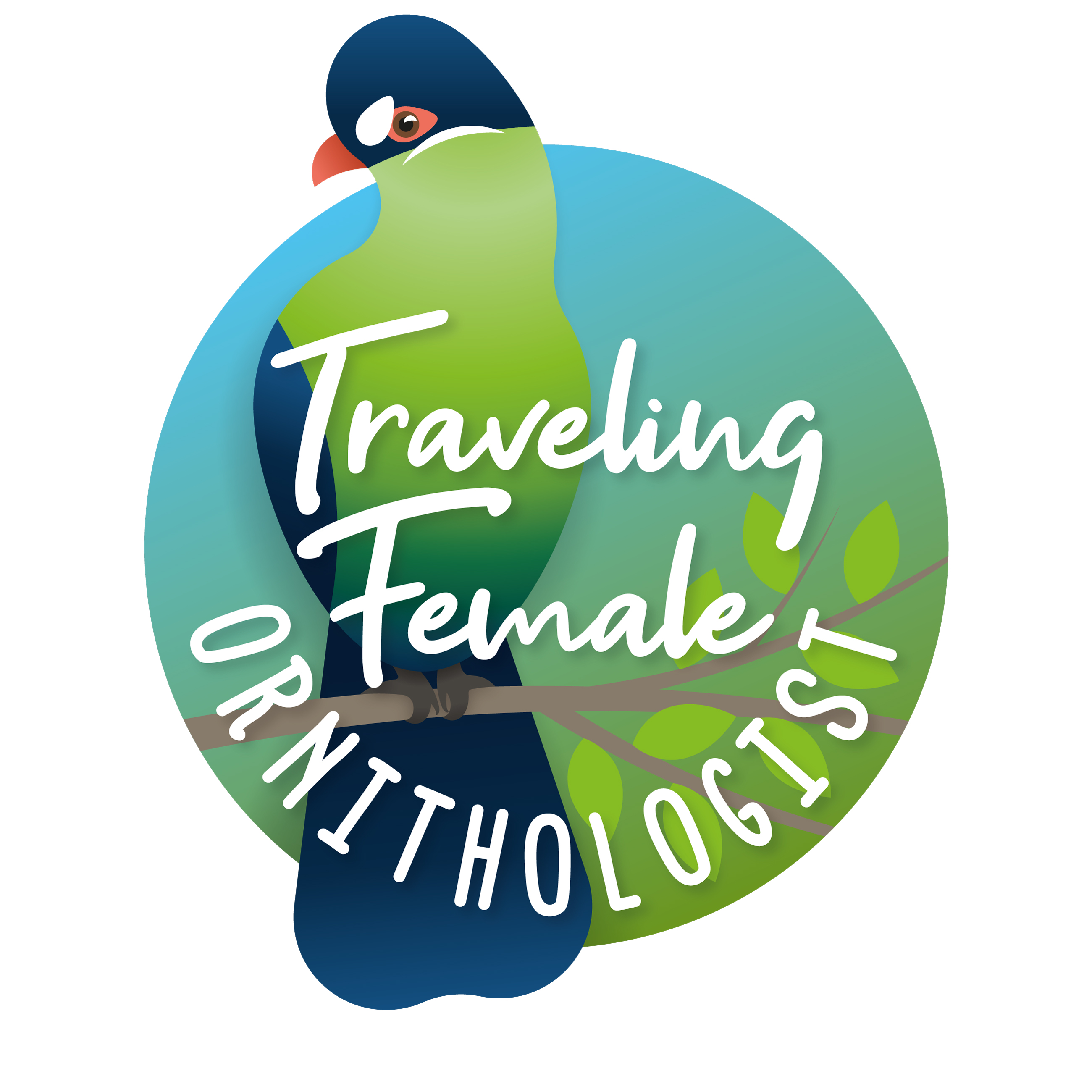 Hartlaubs turaco on a branch Traveling Female Ornithologist logo