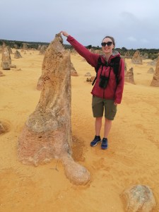 Me/woman in the yellow desert called the Pinnacles in Cervantes