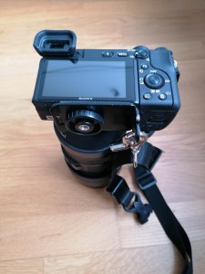 Sony a6400 camera with cross-body strap