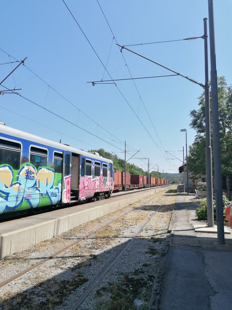 Train breakdown during the midday summer heat in Plase, Croatia