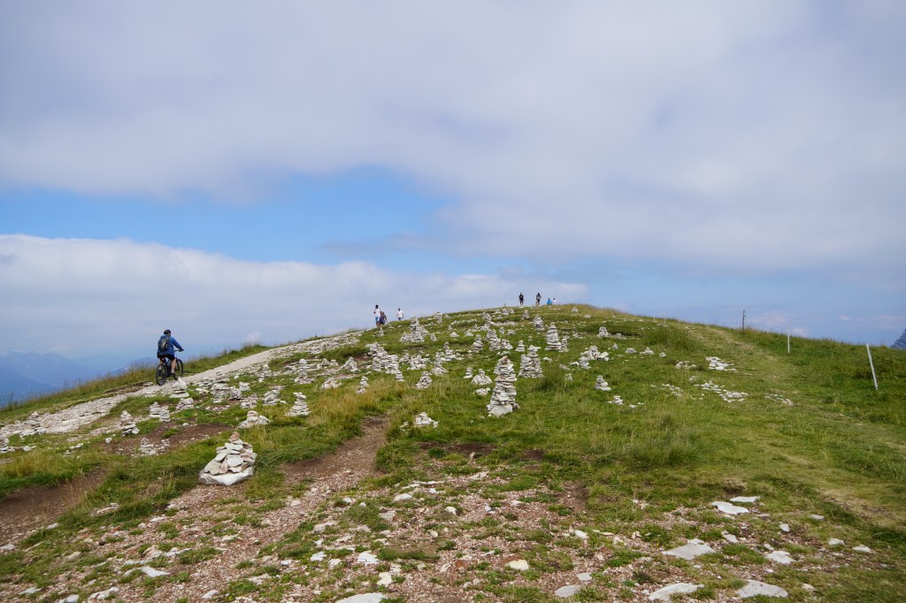 Summit of Monte Baldo and stone cairns