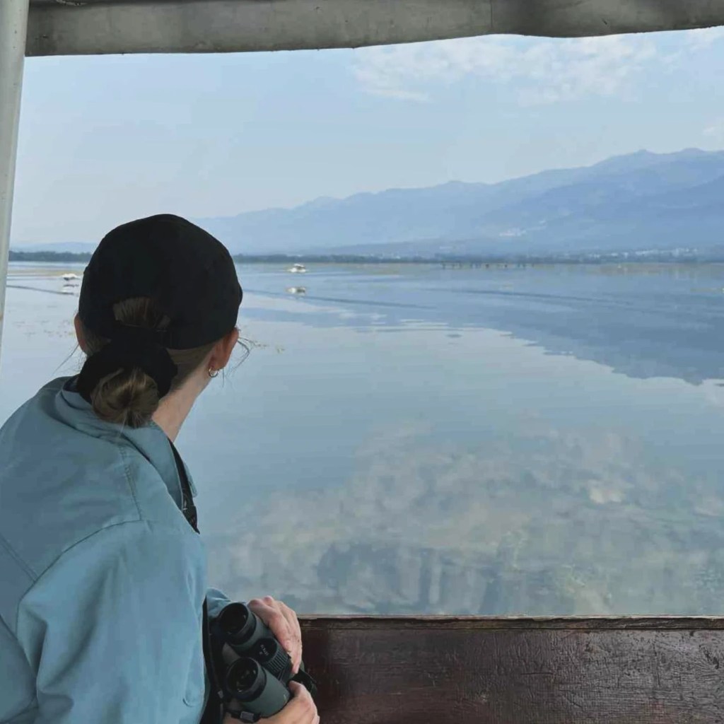 Enjoying the view and the plethora of birds at Lake Kerkini
