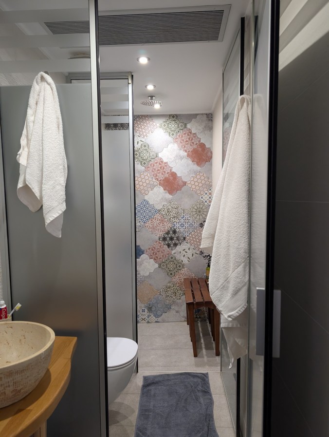 Hamam bathroom at our hotel in Chania